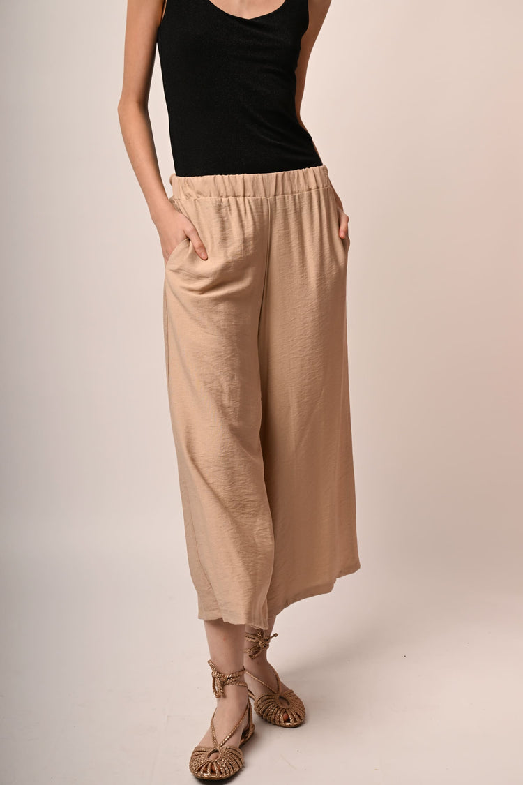 Pantaloni crop misto viscosa