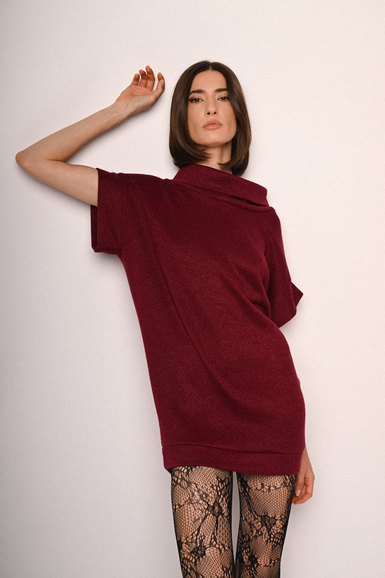 Mini abito a pullover in maglia lurex
