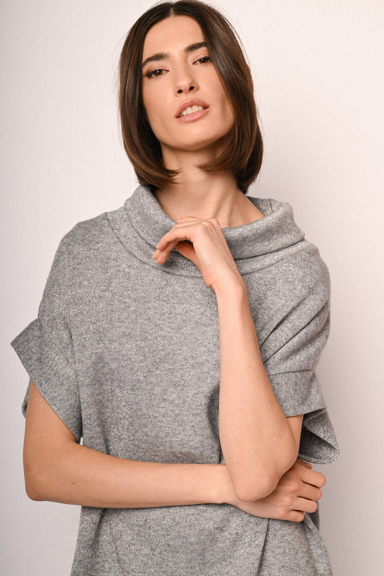 Mini abito a pullover in maglia lurex