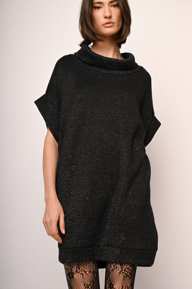 Mini abito a pullover in maglia lurex