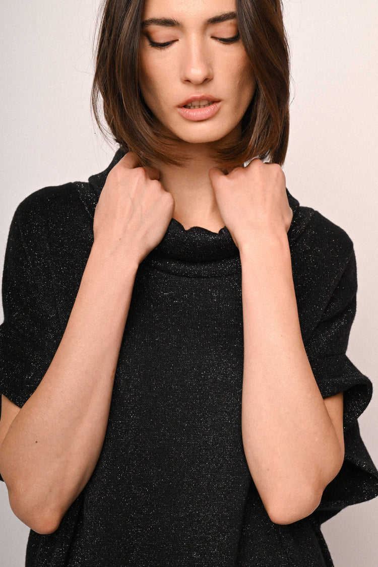 Mini abito a pullover in maglia lurex
