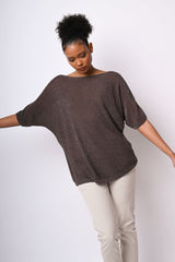 Top oversize in maglia lurex