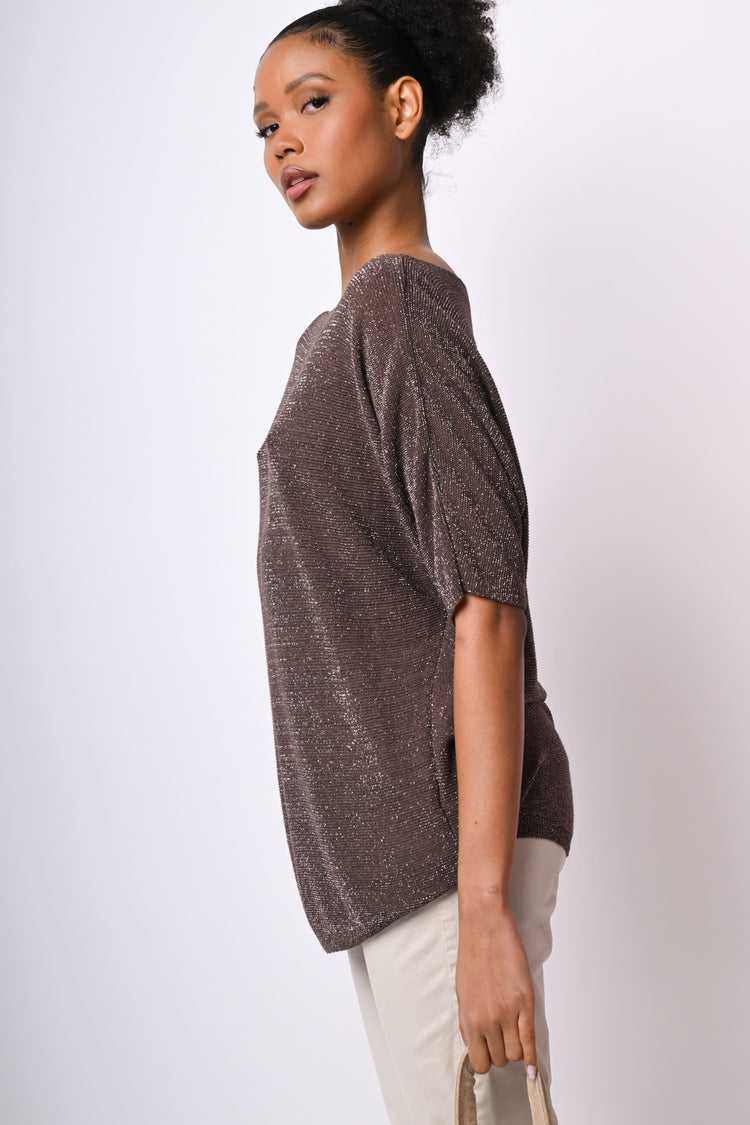 Top oversize in maglia lurex