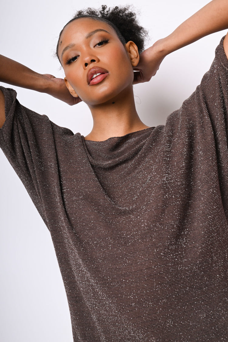 Top oversize in maglia lurex