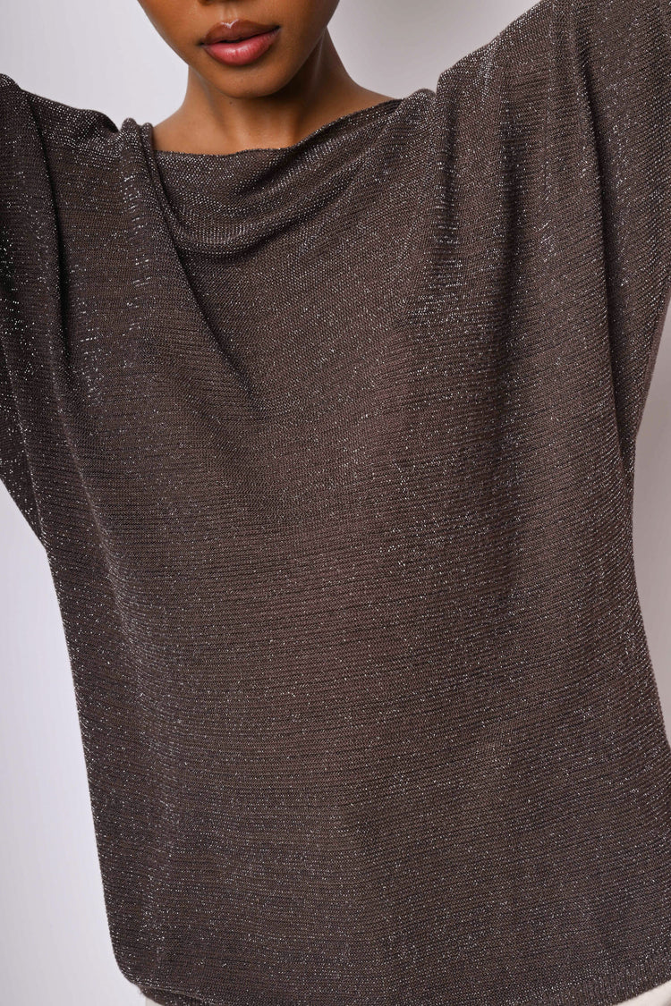 Top oversize in maglia lurex