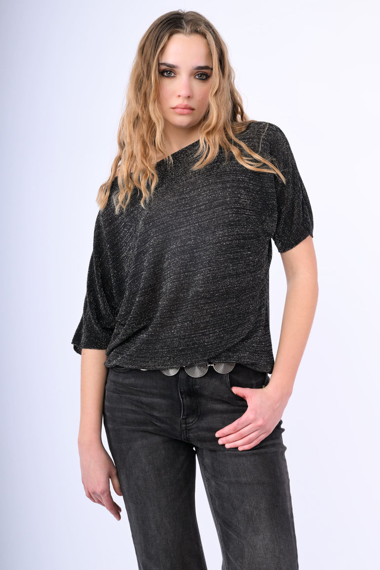 Pull oversize in maglia lamé