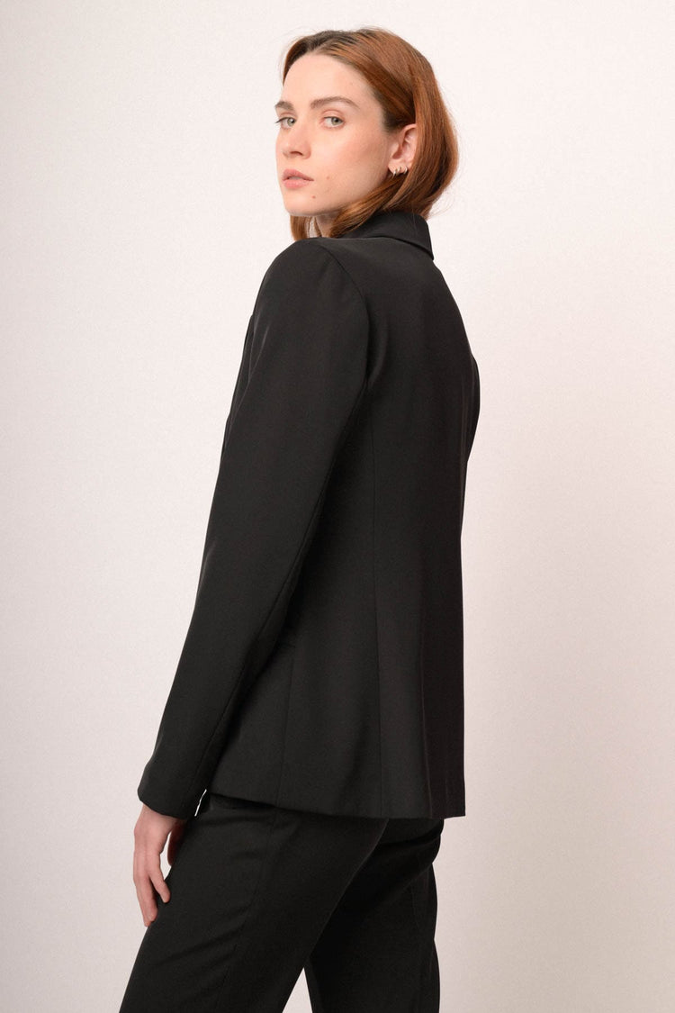 Blazer monopetto nero con fiocco al collo