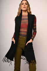 Gilet lungo con frange