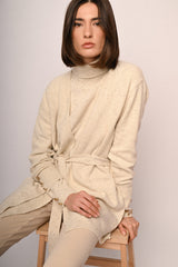 Cardigan lungo con paillettes e cintura