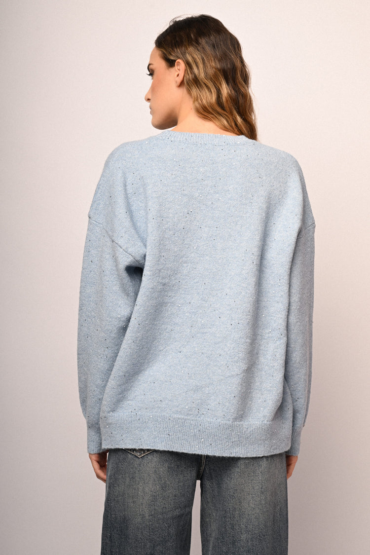Pull con bottoni a cuore e strass