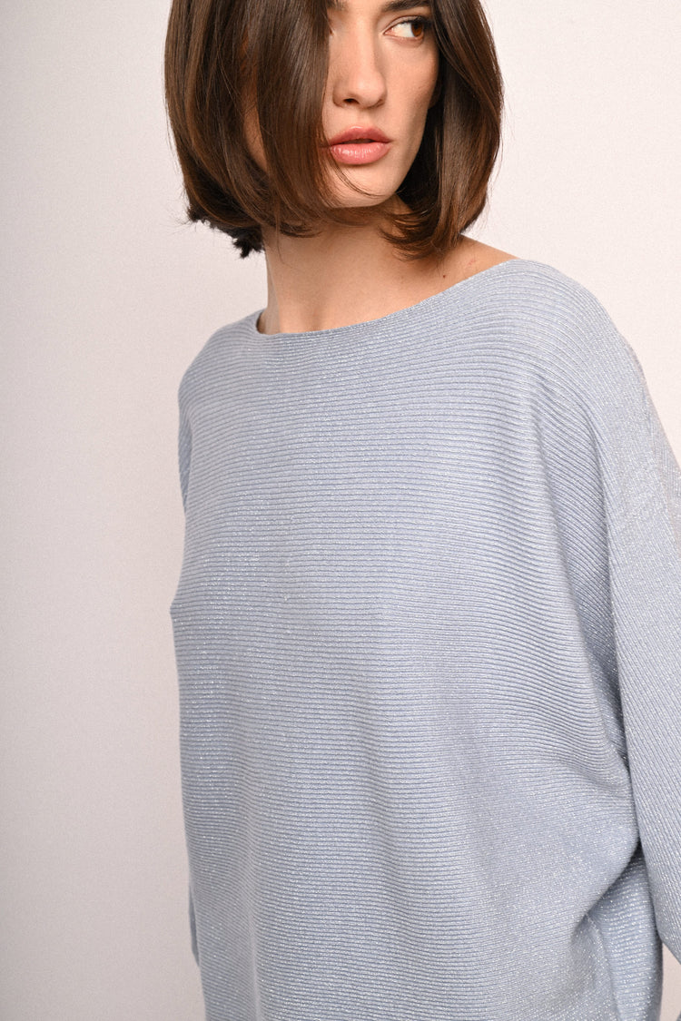 Pull in maglia lurex con maniche a pipistrello