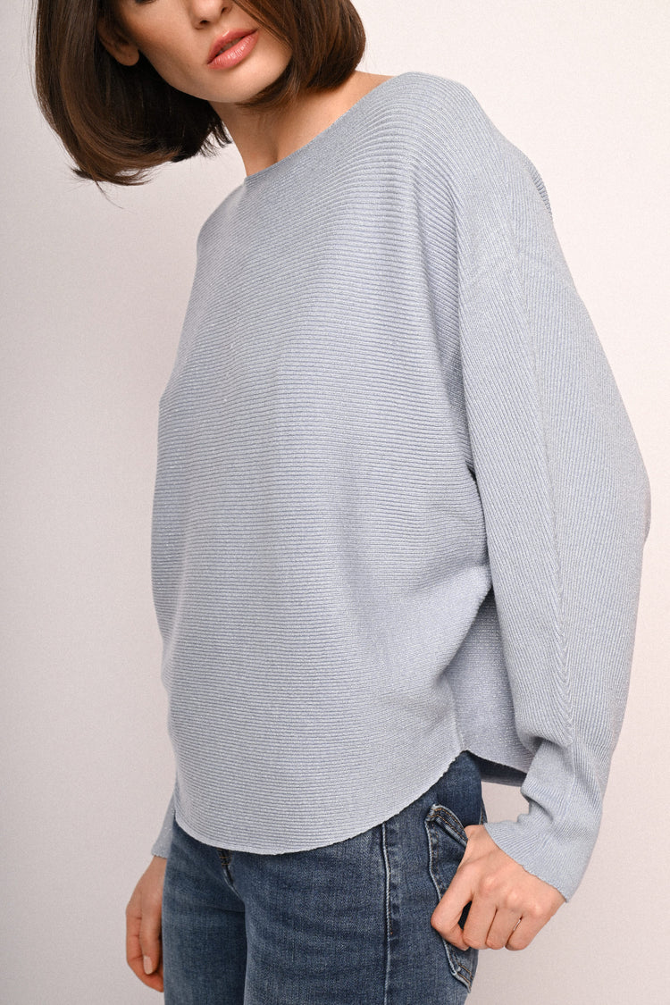 Pull in maglia lurex con maniche a pipistrello
