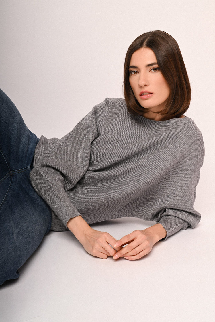 Pull in maglia lurex con maniche a pipistrello