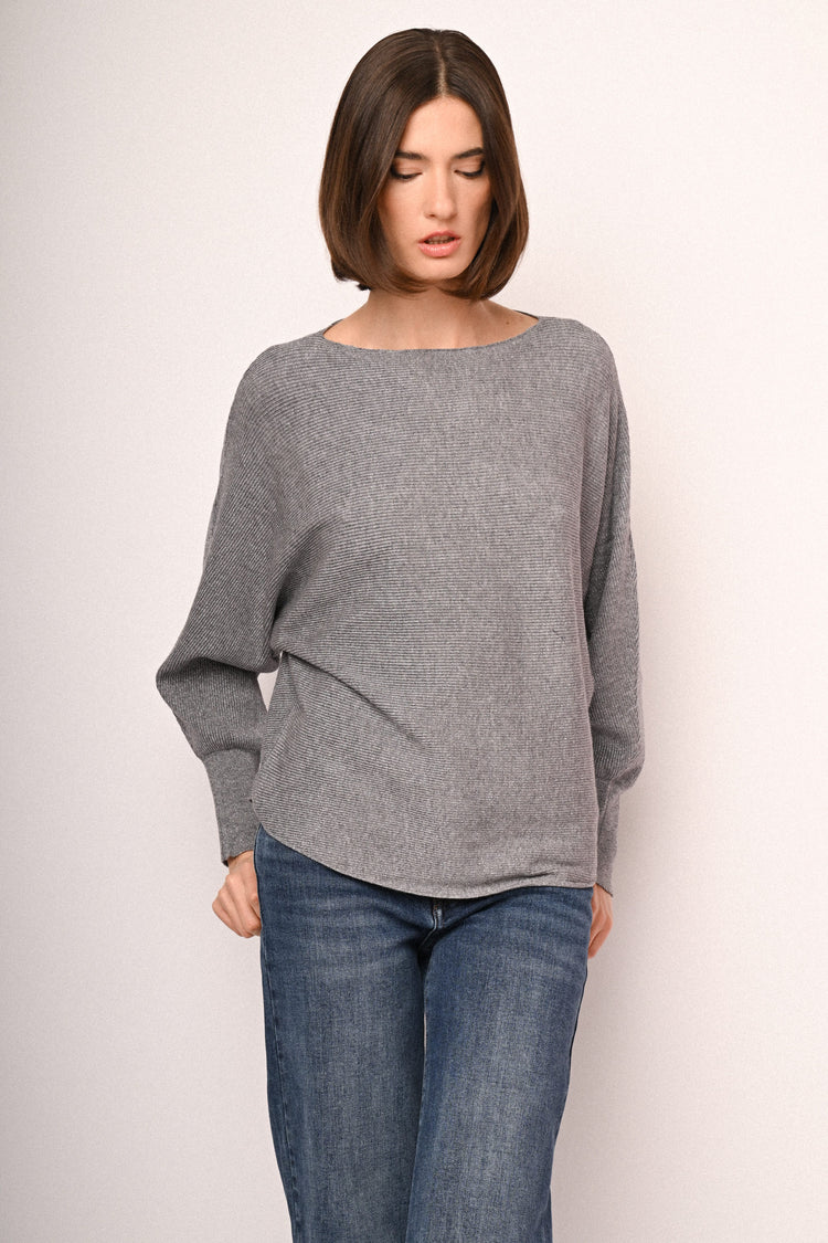 Pull in maglia lurex con maniche a pipistrello