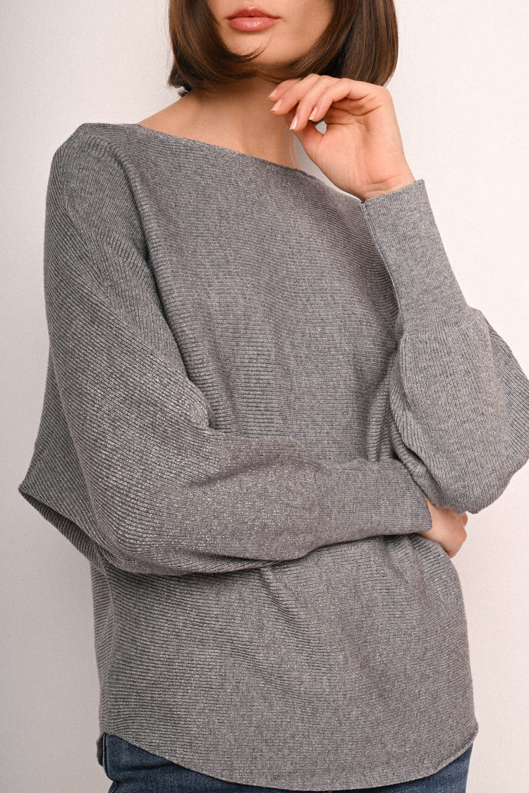 Pull in maglia lurex con maniche a pipistrello