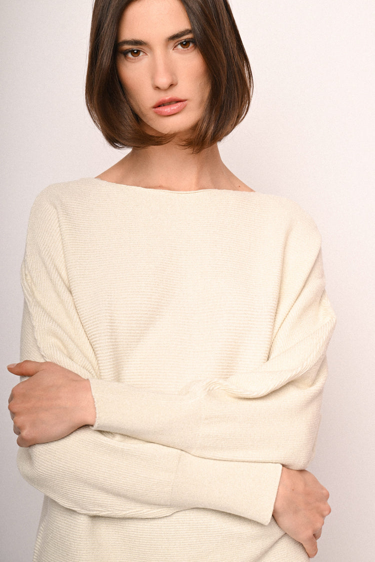 Pull in maglia lurex con maniche a pipistrello