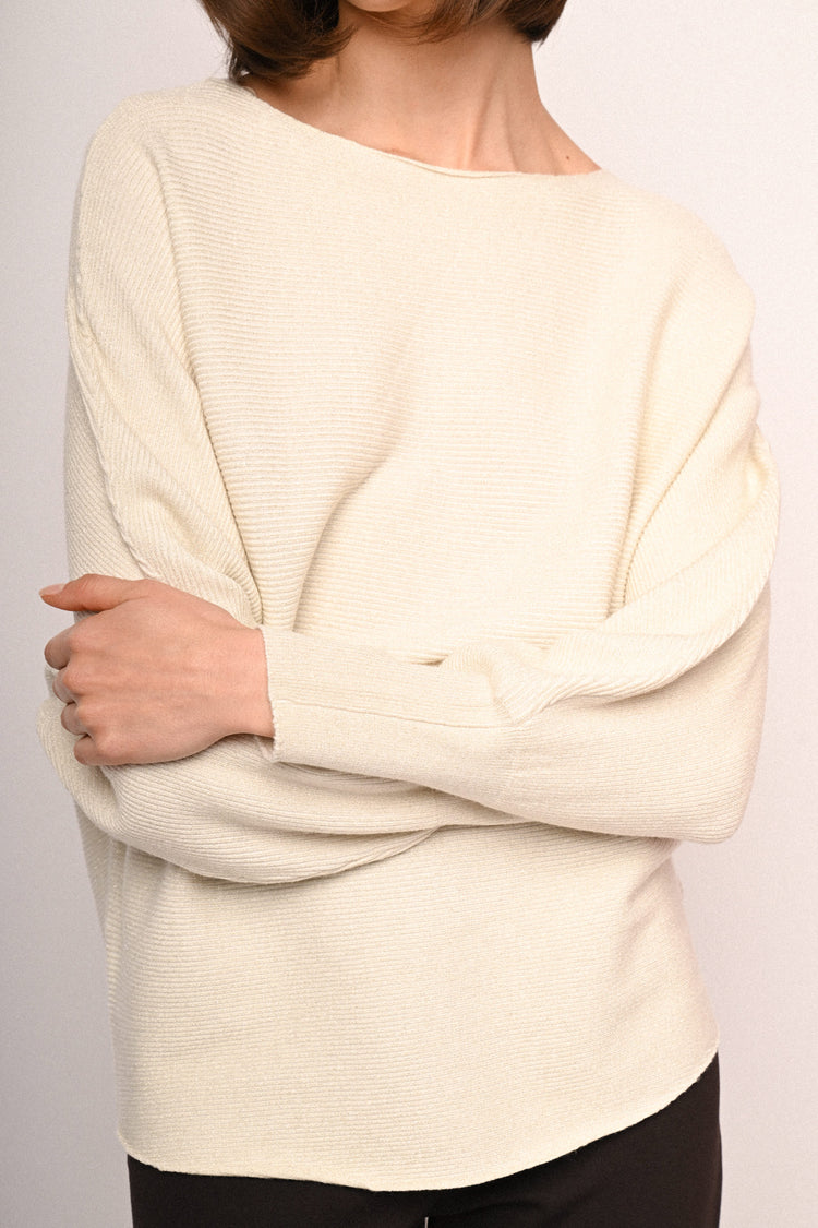 Pull in maglia lurex con maniche a pipistrello