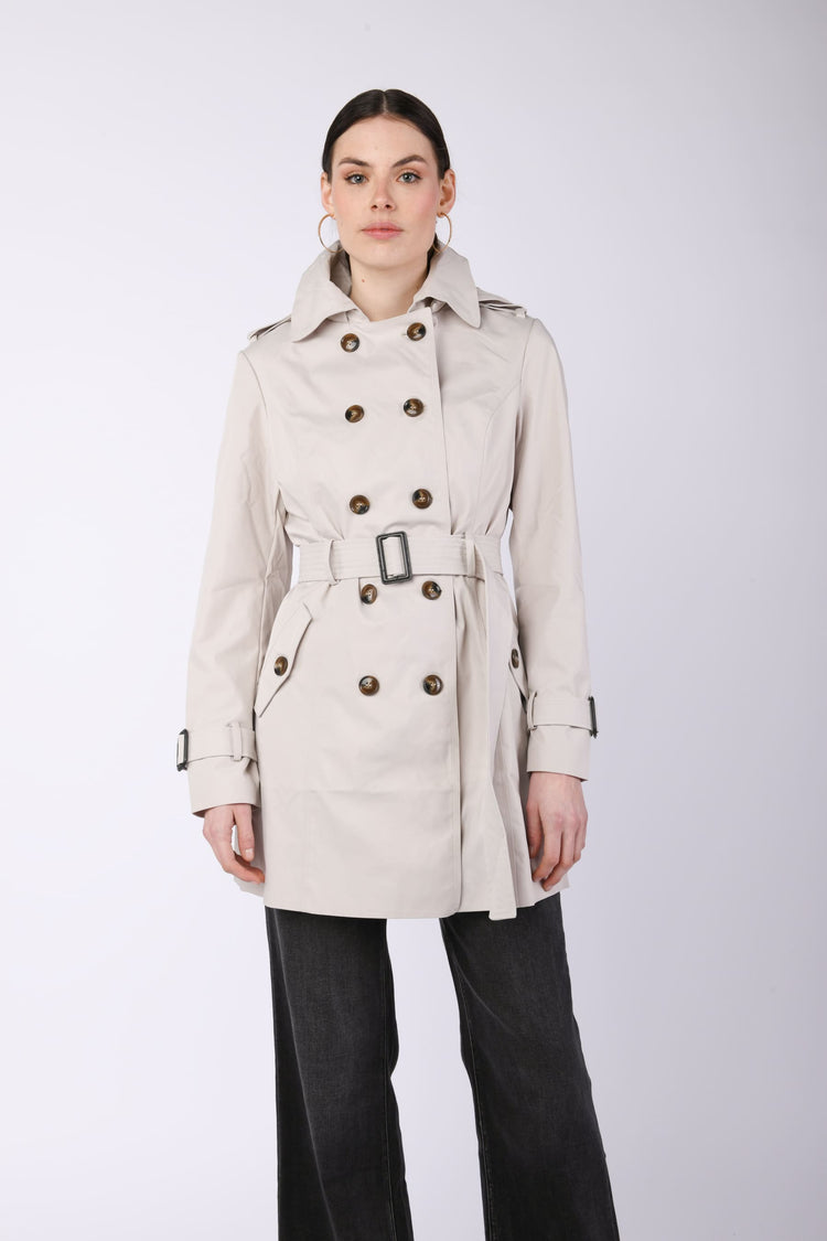 Trench doppiopetto con cappuccio