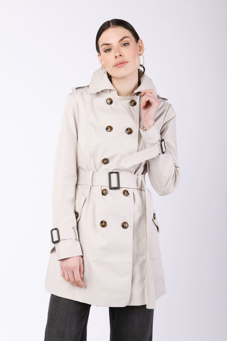 Trench doppiopetto con cappuccio