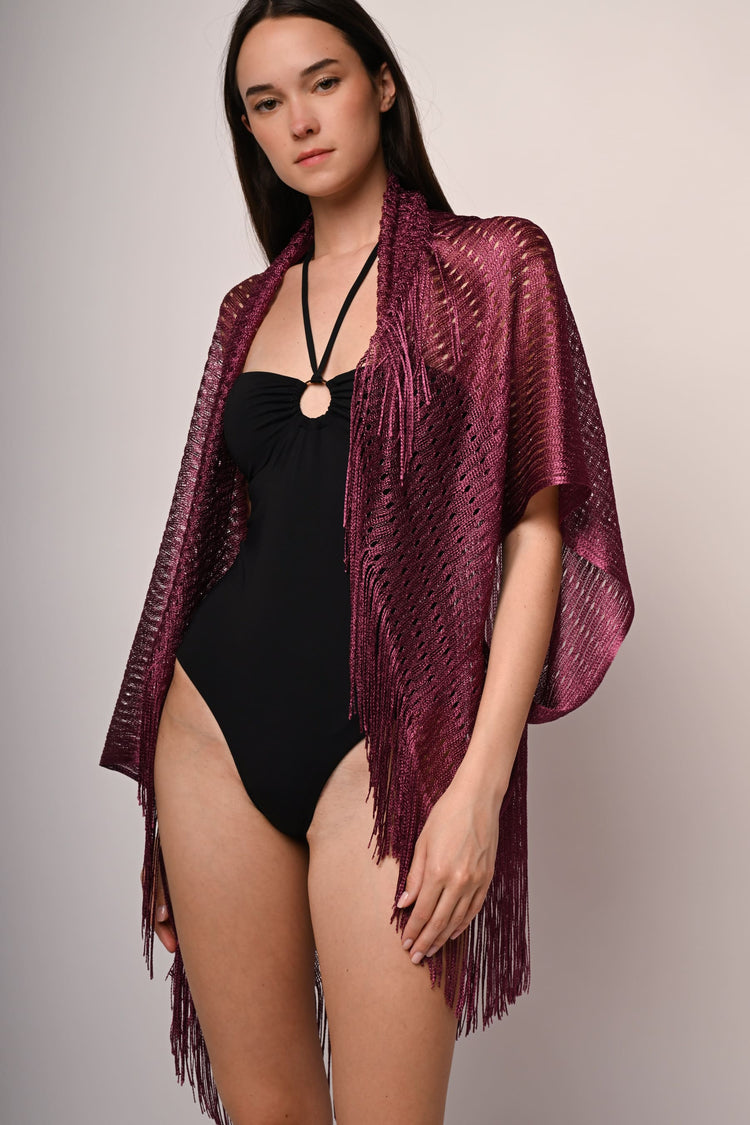 Poncho copricostume con frange