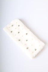 Fascia per capelli in faux fur con strass