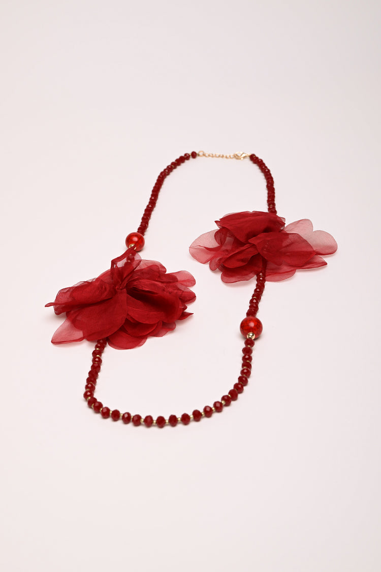 Collana con perline e fiori 3D