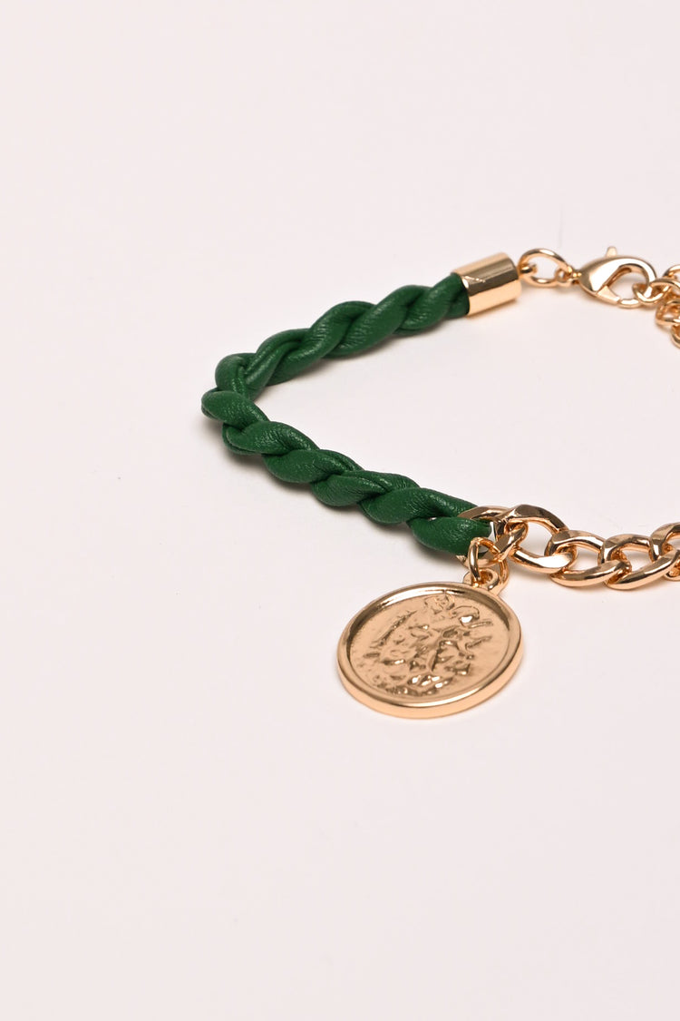 Bracciale in similpelle e metallo con pendente