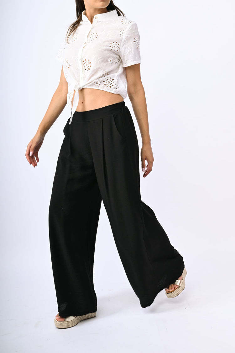 Pantaloni palazzo misto viscosa