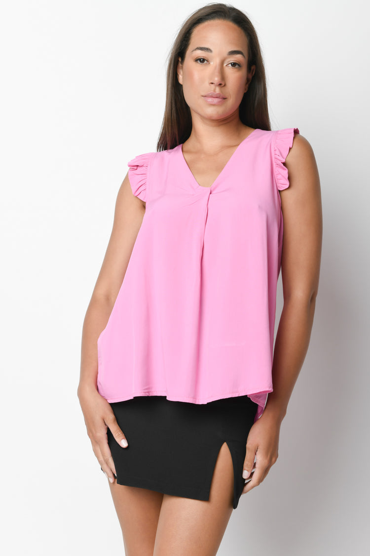 Top  in viscosa con rouches