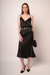 Gonna midi in raso nero