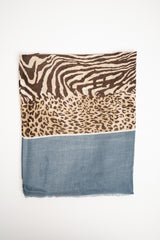 Sciarpa a stampa animalier e fascia blu denim