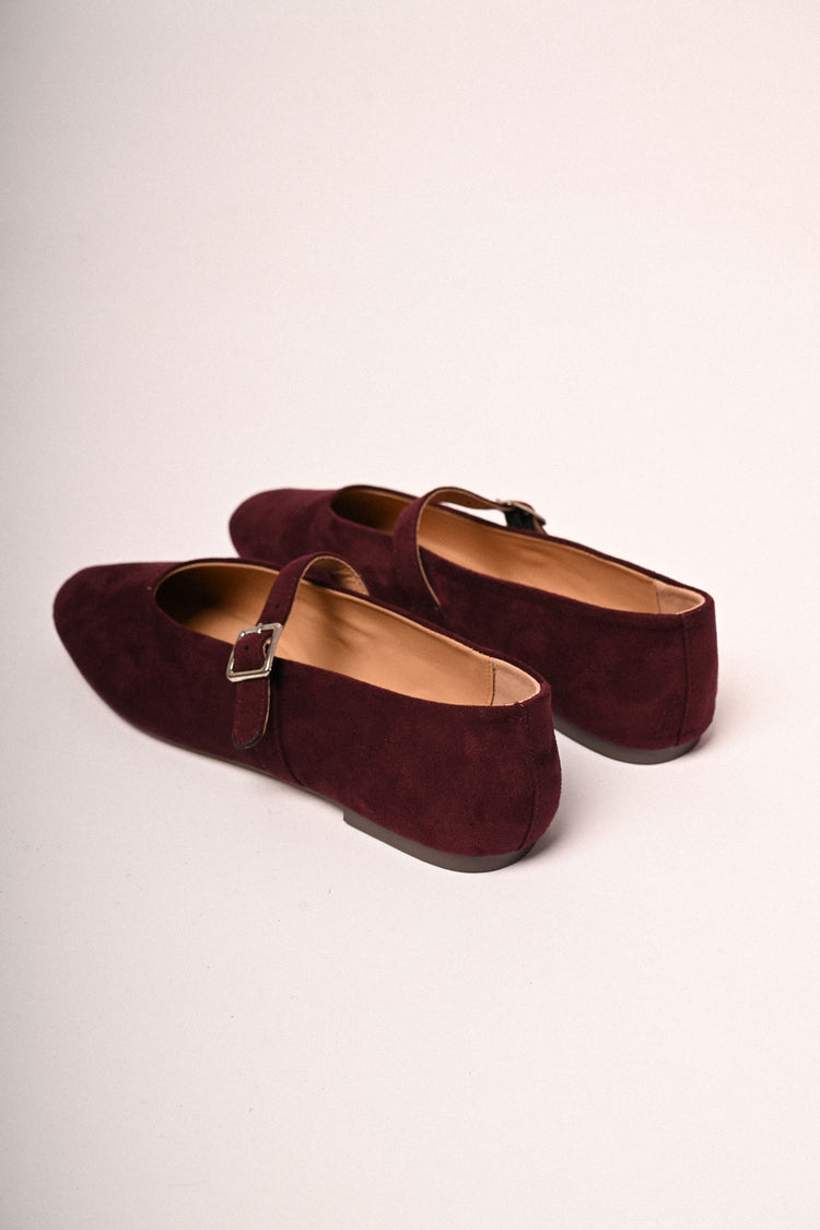 Ballerine in velour con cinturino