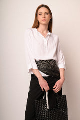 Blusa in viscosa bianca con scollo serafino