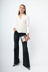 Camicia con strass argento