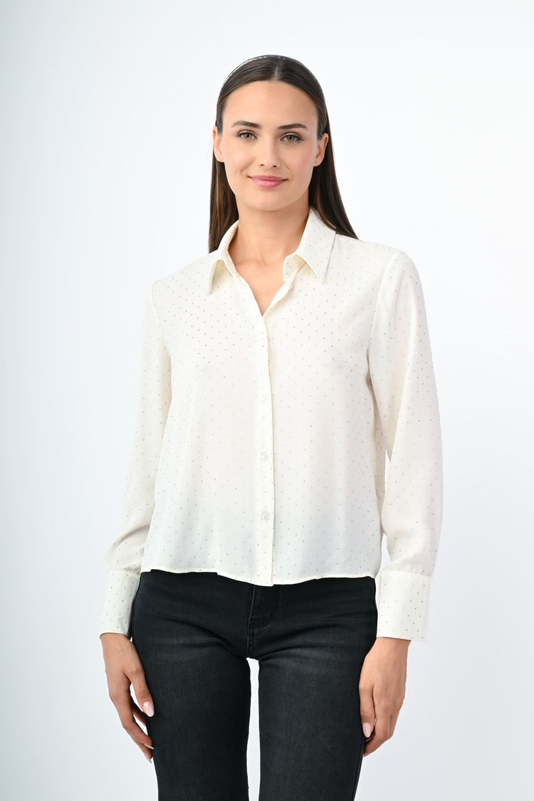 Camicia con strass argento