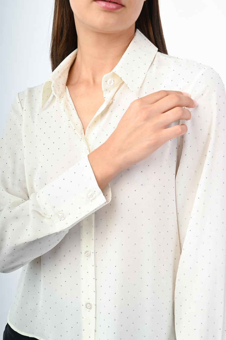 Camicia con strass argento