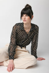 Camicia in tulle a stampa pois