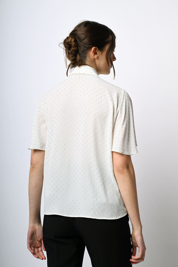 Camicia con mini borchie e rouches
