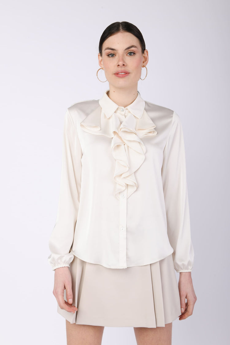 Camicia in raso con volants