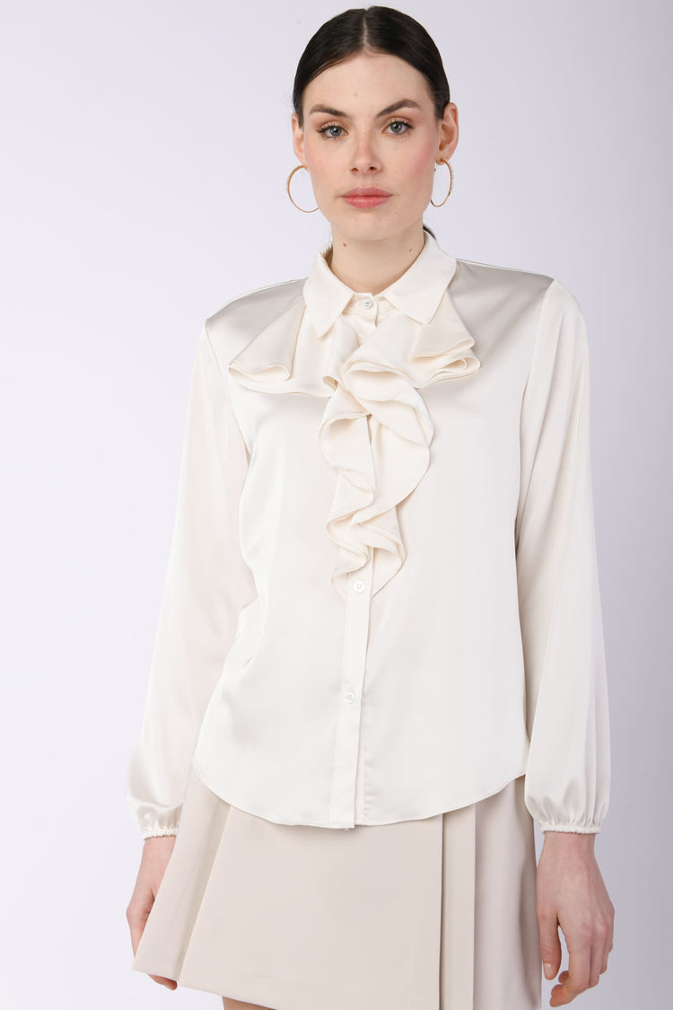 Camicia in raso con volants