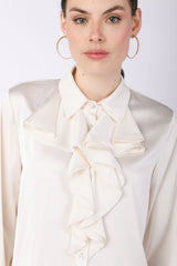 Camicia in raso con volants
