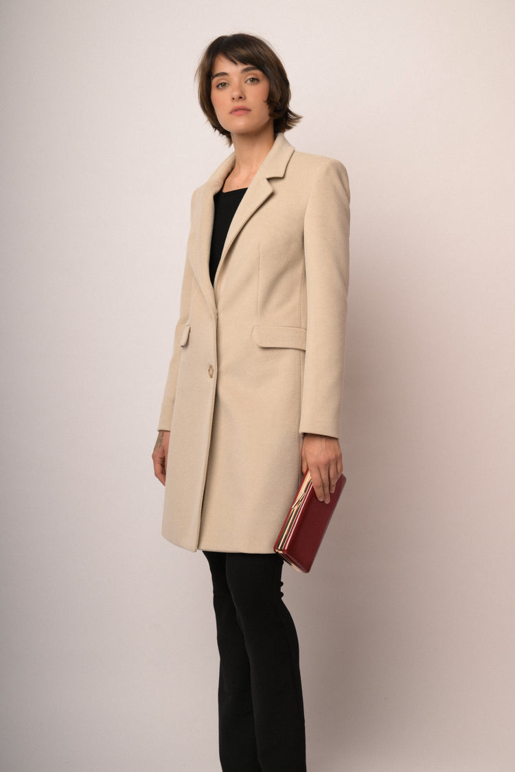 Cappotto classico monopetto avorio
