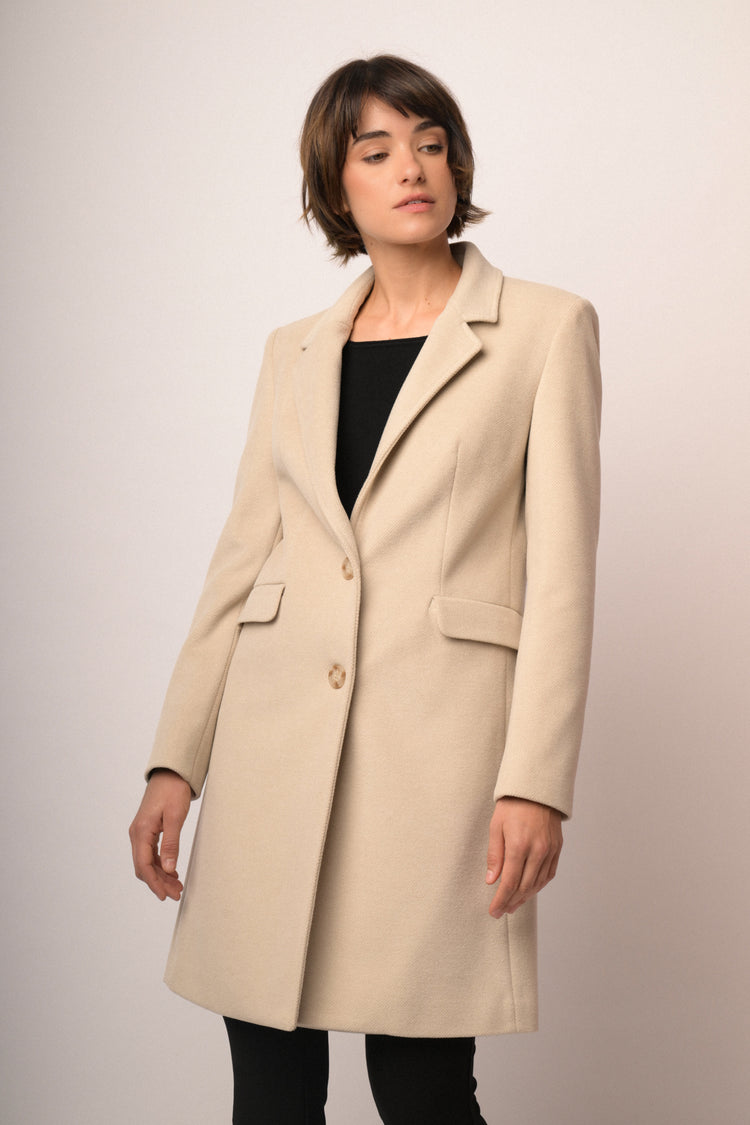 Cappotto classico monopetto avorio