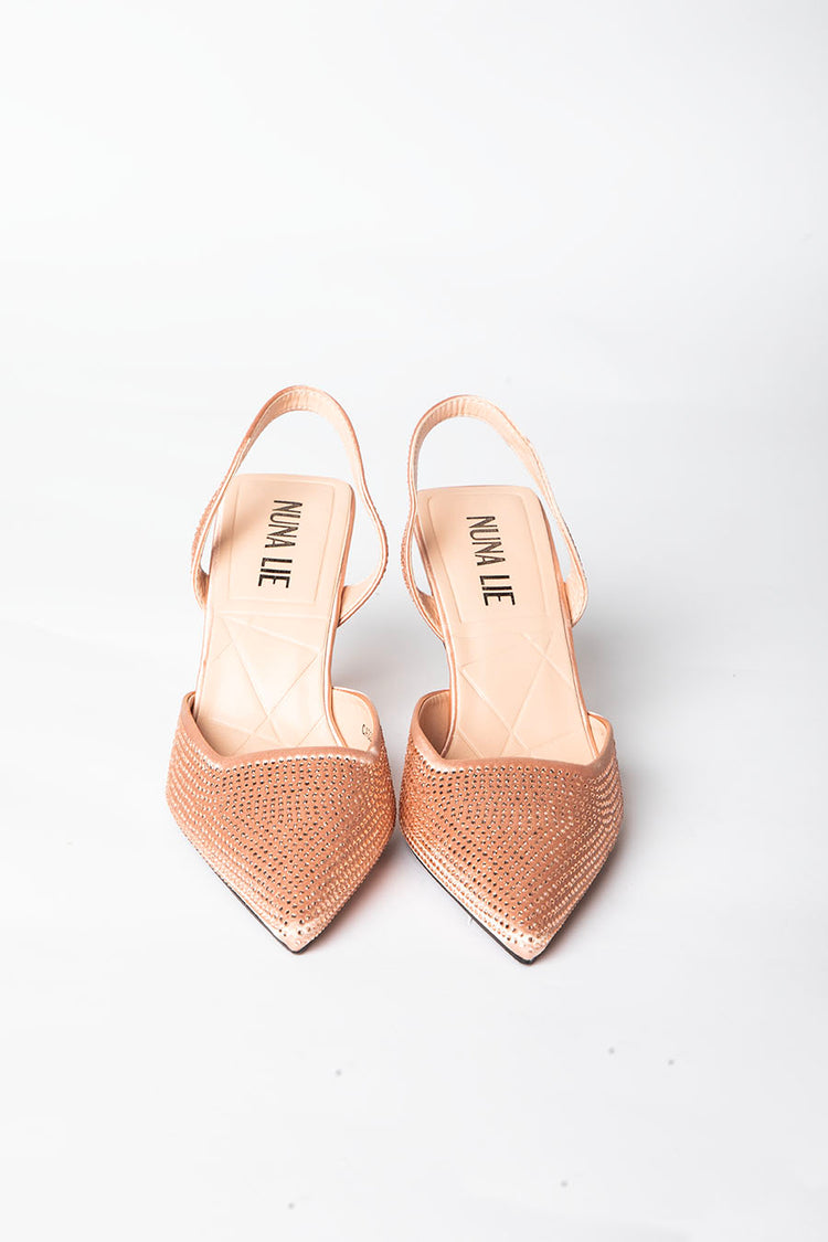 Slingback in raso con strass
