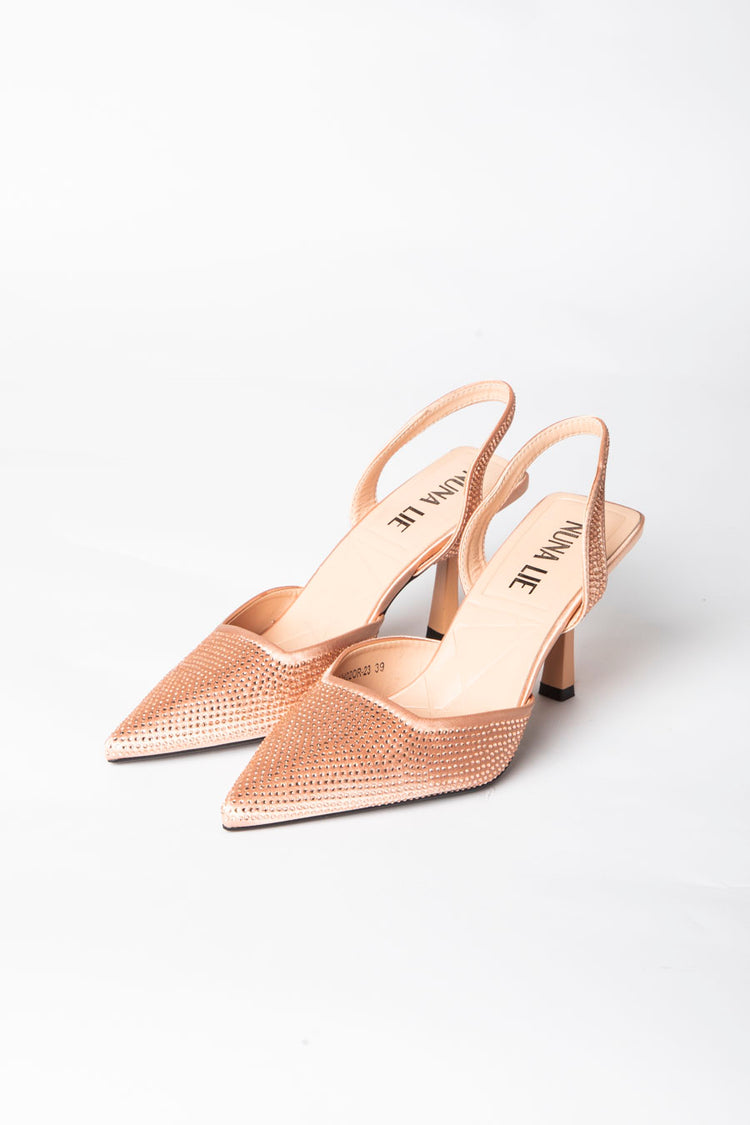 Slingback in raso con strass