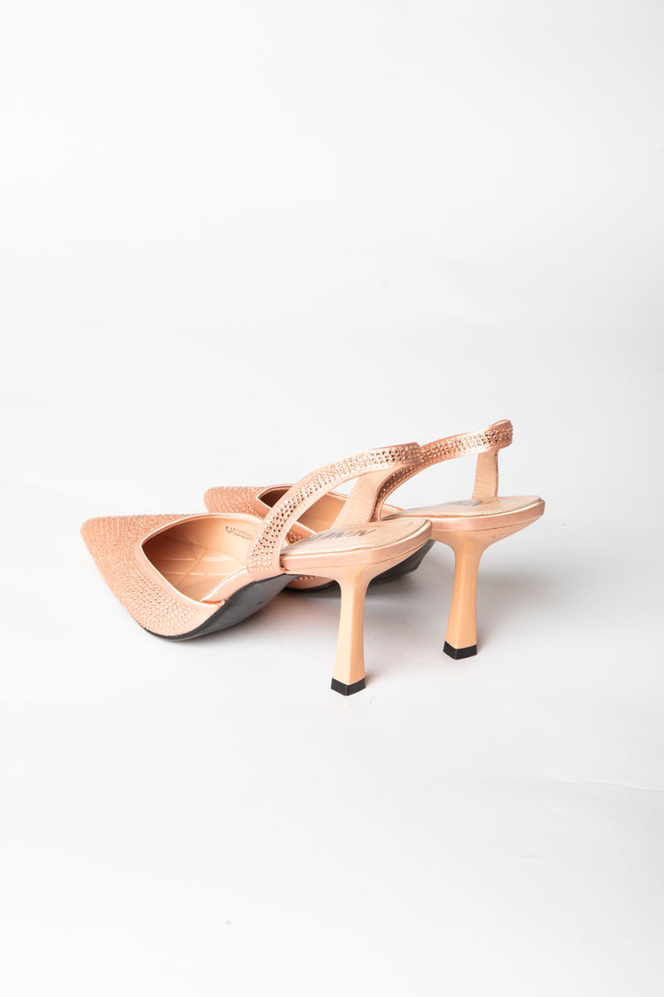 Slingback in raso con strass