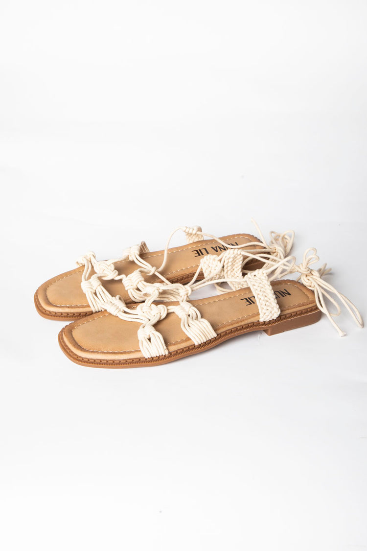 Sandali flat in corda intrecciata