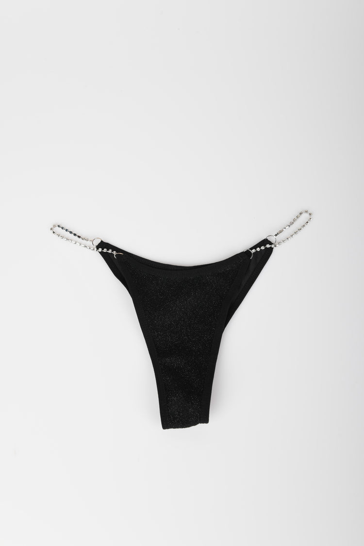 Tanga in lamé con strass