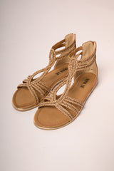Sandali flat con decorazione strass beige