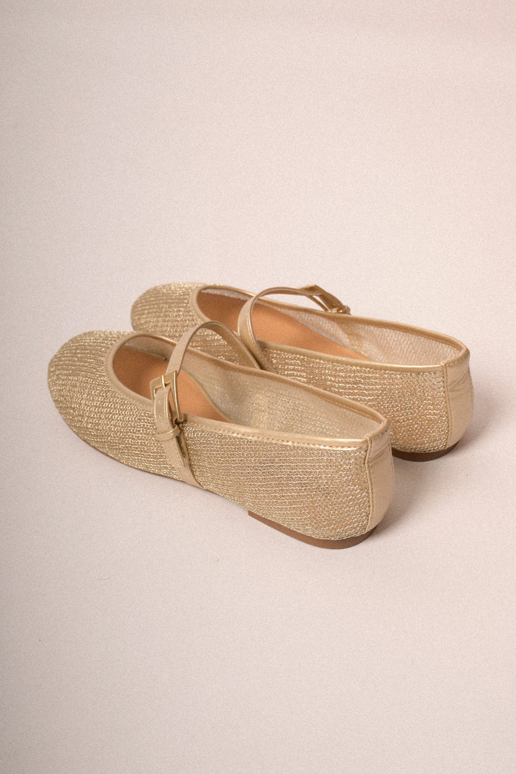 Ballerine in mesh oro con cinturino